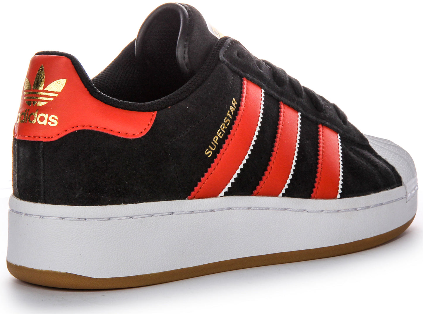 Baskets en cuir Adidas Superstar XLG pour femmes noir et rouge