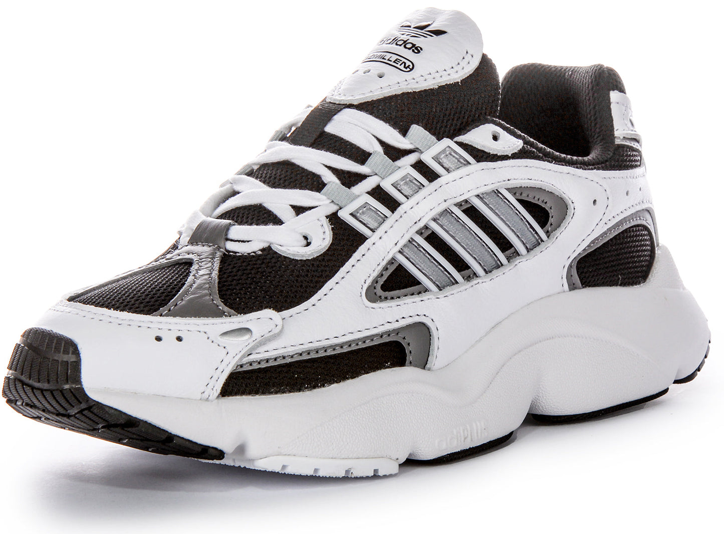 Baskets Adidas Ozmillen 90s Design Adiplus Cushioning pour hommes en cuir et toile blanc et noir