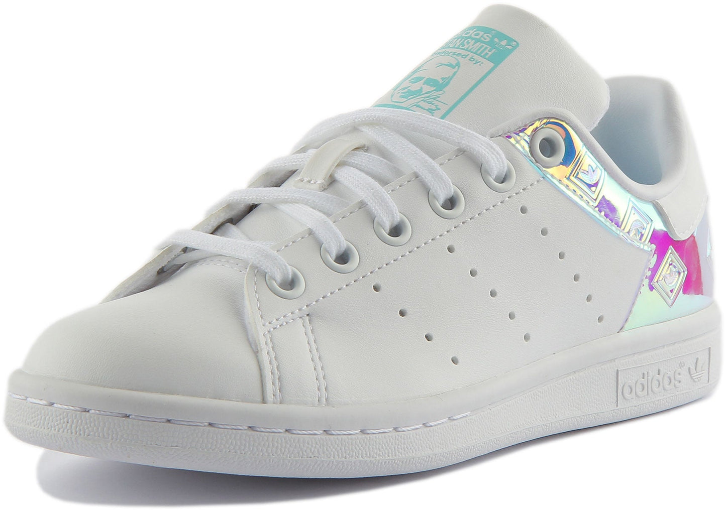 Adidas Stan Smith Baskets à lacets classiques végane Primegreen pour jeunes en blanc multi