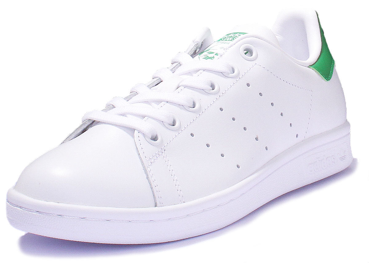 Adidas Stan Smith J Baskets en cuir à lacets pour jeunes en noir