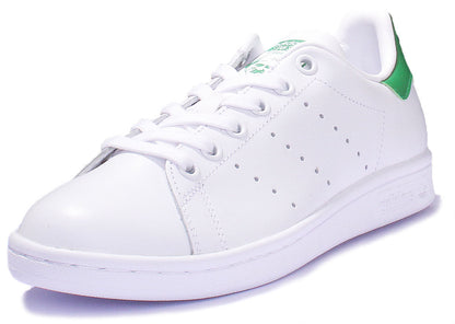 Adidas Stan Smith J Baskets en cuir à lacets pour jeunes en noir