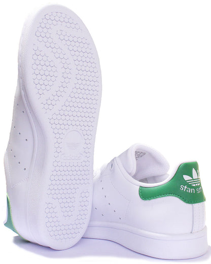 Adidas Stan Smith J Baskets en cuir à lacets pour jeunes en noir