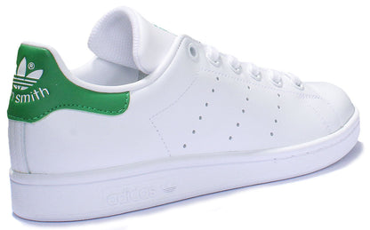 Adidas Stan Smith J Baskets en cuir à lacets pour jeunes en noir