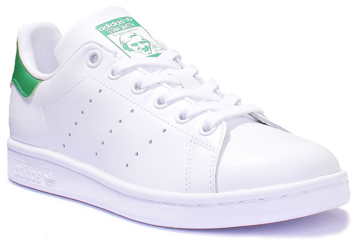 Adidas Stan Smith J Baskets en cuir à lacets pour jeunes en noir