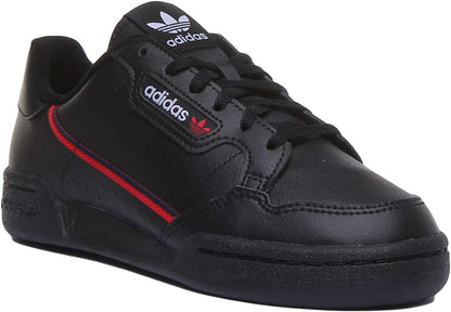 Adidas Continental 80J Baskets décontractées à lacets en cuir pour jeunes, style années 80, en noire