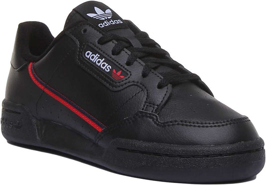 Adidas Continental 80J Baskets décontractées à lacets en cuir pour jeunes, style années 80, en noire