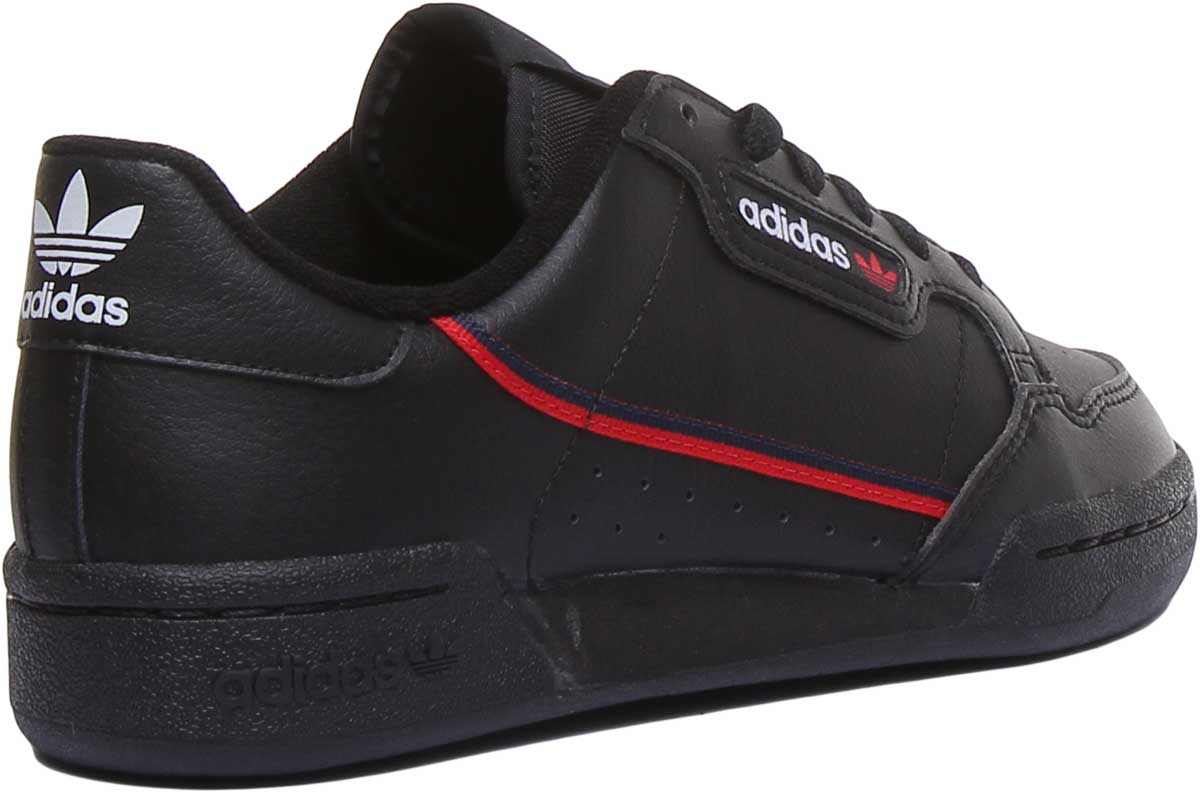 Adidas Continental 80J Baskets décontractées à lacets en cuir pour jeunes, style années 80, en noire