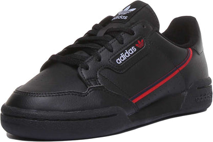 Adidas Continental 80J Baskets décontractées à lacets en cuir pour jeunes, style années 80, en noire