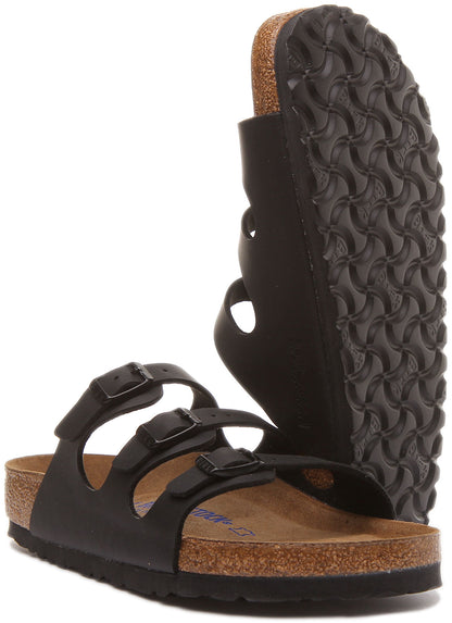 Birkenstock Florida Sandales Birko Flor à trois lanières pour femmes en noir