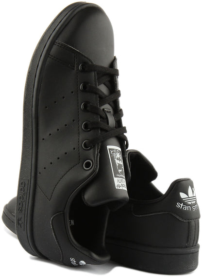Adidas Stan Smith Baskets casual à lacets Primegreen pour jeunes en noir