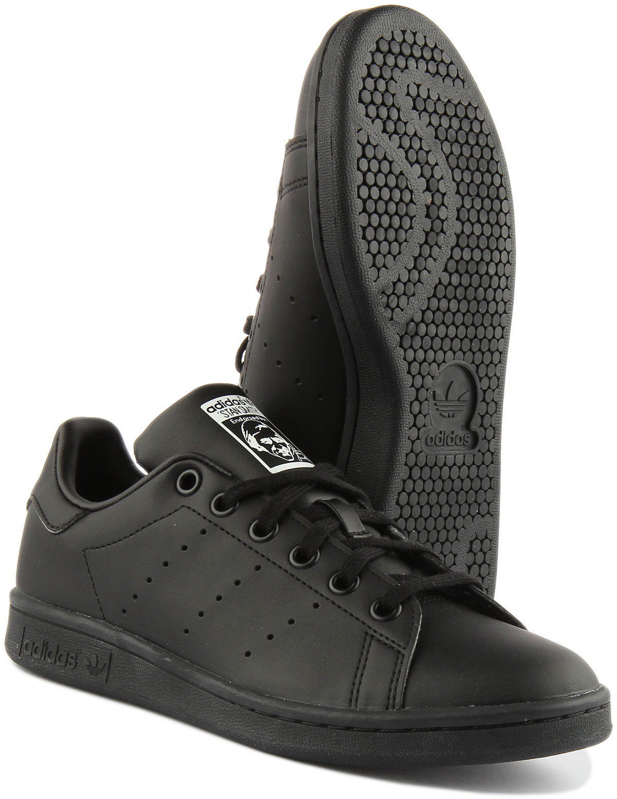 Adidas Stan Smith Baskets casual à lacets Primegreen pour jeunes en noir