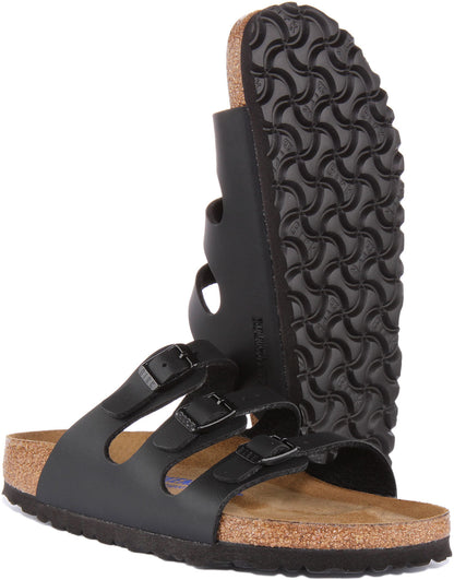 Birkenstock Florida Sandales Birko Flor à trois lanières pour femmes en noir