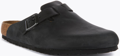 Birkenstock Boston BS Sandale en cuir huilé poure en noir