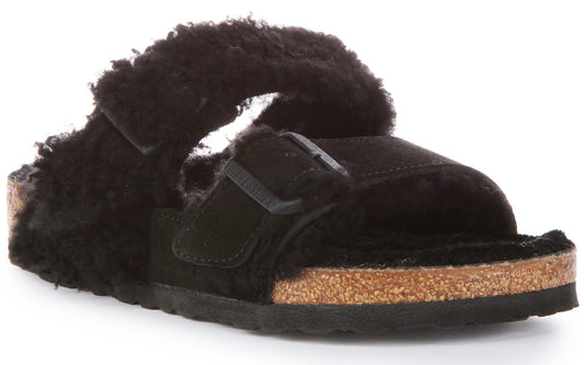 Sandalias Birkenstock Arizona Split en cuero negro para mujer