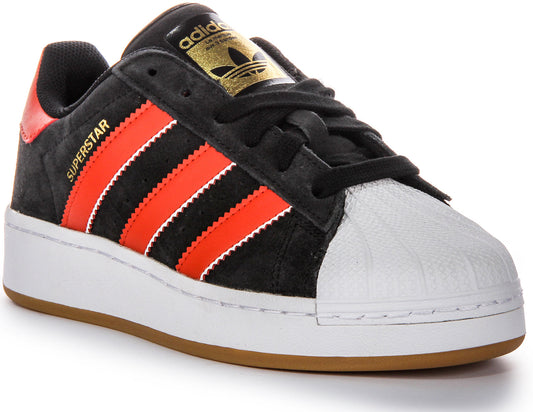 Baskets en cuir Adidas Superstar XLG pour femmes noir et rouge