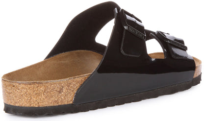 Birkenstock Arizona Sandale de verni Birko Flor poure en noir verni