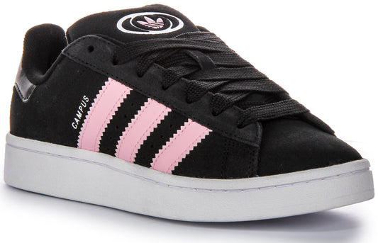 Baskets en cuir suédé noir et rose Adidas Campus 00S