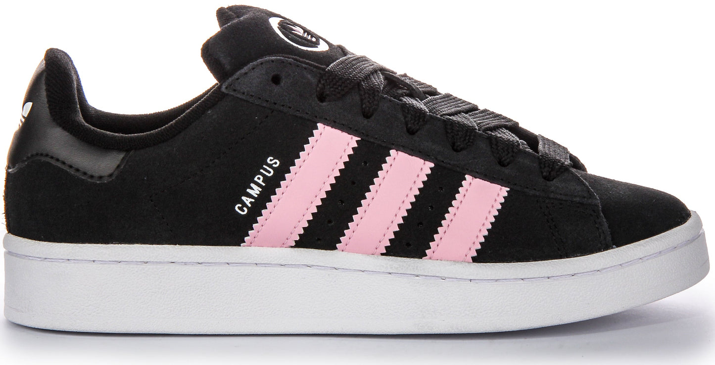Baskets en cuir suédé noir et rose Adidas Campus 00S