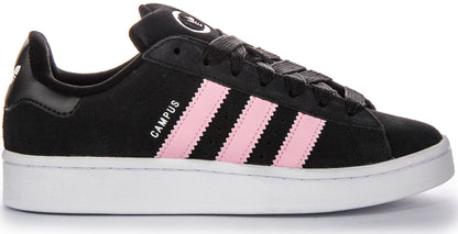 Baskets en cuir suédé noir et rose Adidas Campus 00S