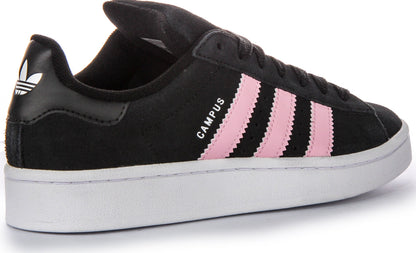 Baskets en cuir suédé noir et rose Adidas Campus 00S