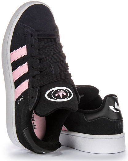 Baskets en cuir suédé noir et rose Adidas Campus 00S