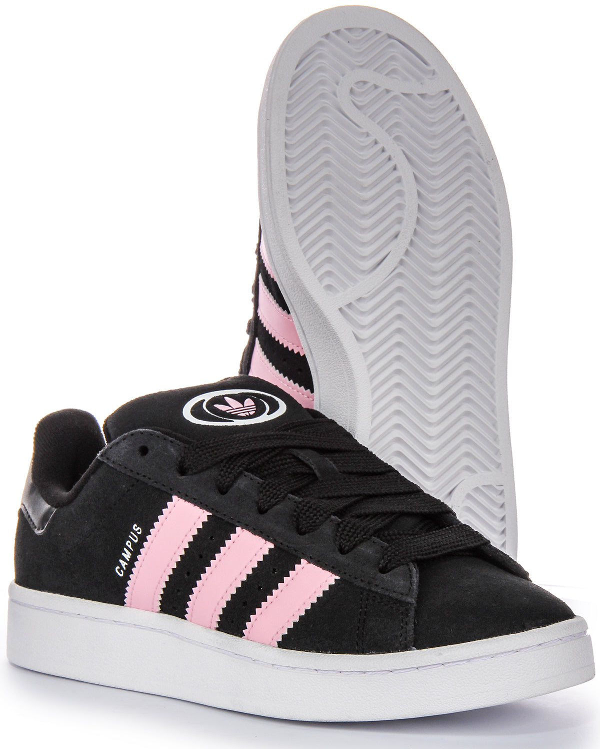 Baskets en cuir suédé noir et rose Adidas Campus 00S