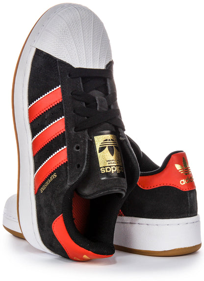 Baskets en cuir Adidas Superstar XLG pour femmes noir et rouge