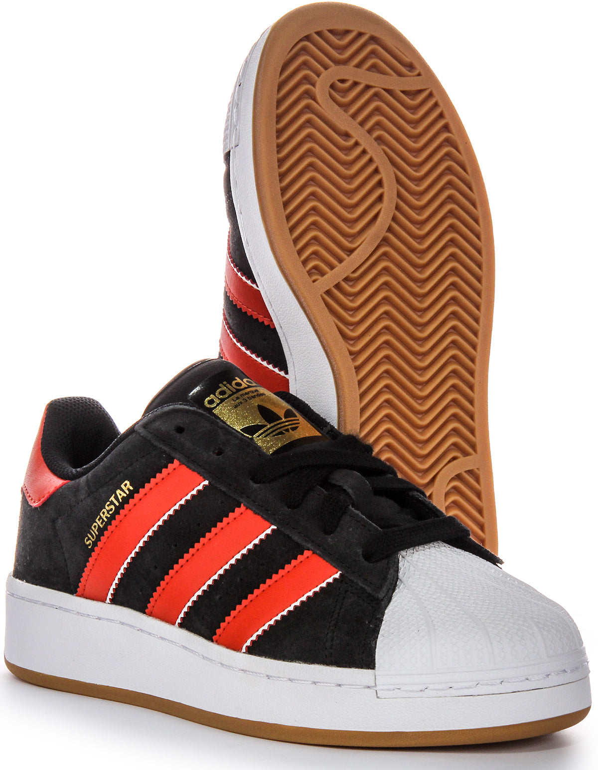 Baskets en cuir Adidas Superstar XLG pour femmes noir et rouge