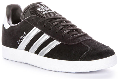 Baskets à lacets vintage Adidas Gazelle W pour femmes en argent noir