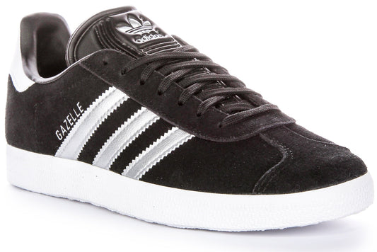 Baskets à lacets vintage Adidas Gazelle W pour femmes en argent noir