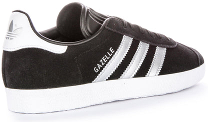 Baskets à lacets vintage Adidas Gazelle W pour femmes en argent noir