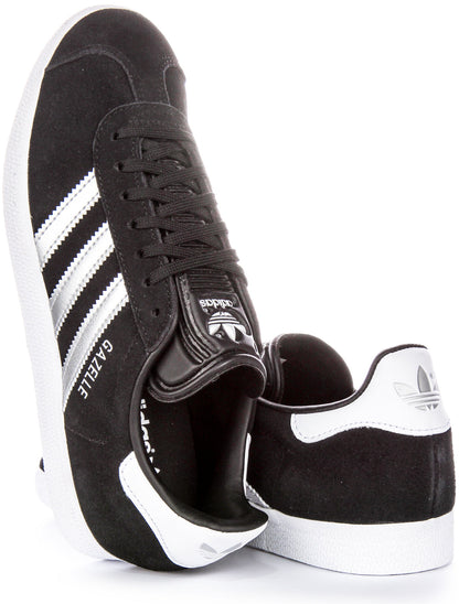 Baskets à lacets vintage Adidas Gazelle W pour femmes en argent noir