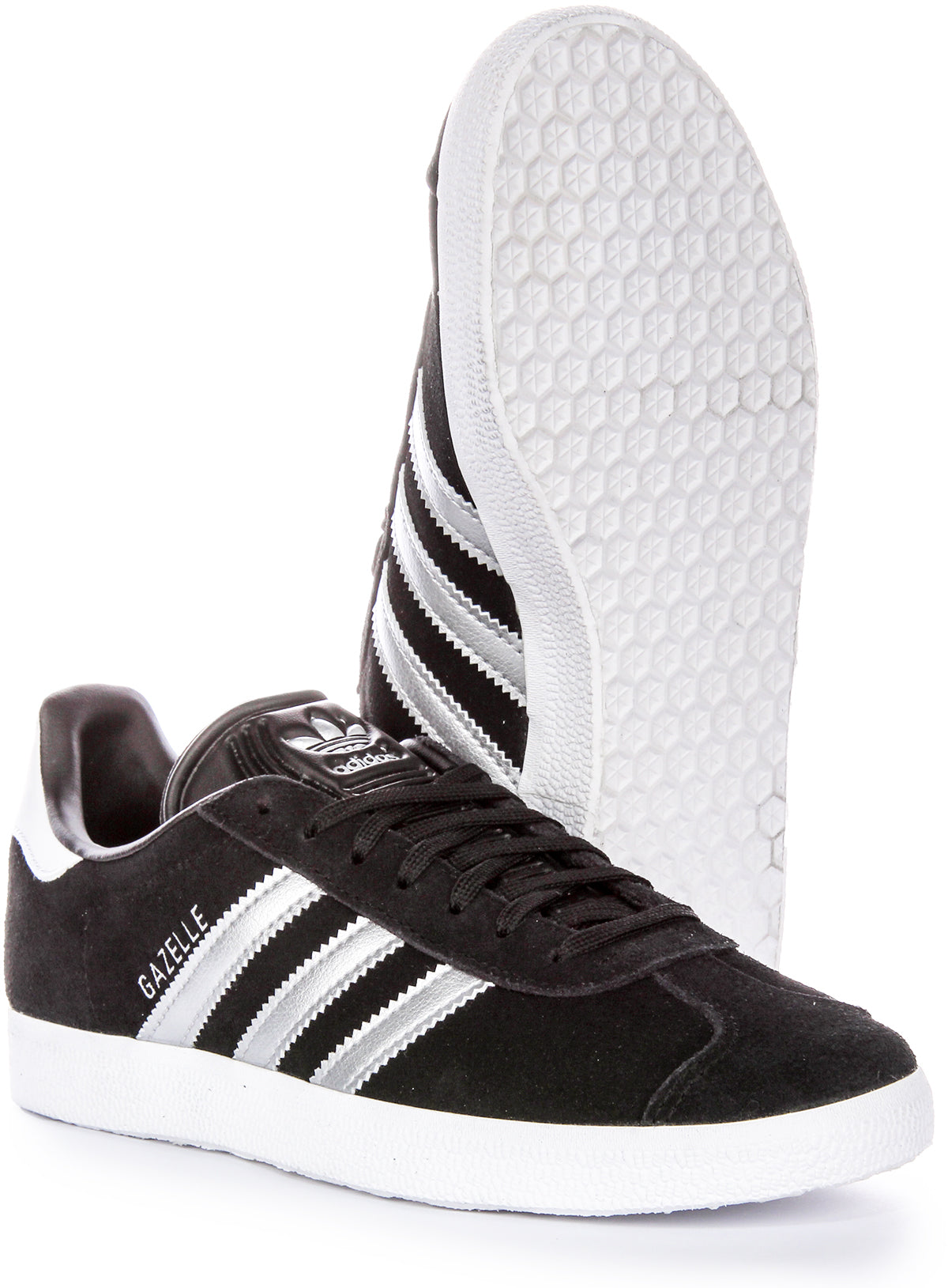Baskets à lacets vintage Adidas Gazelle W pour femmes en argent noir