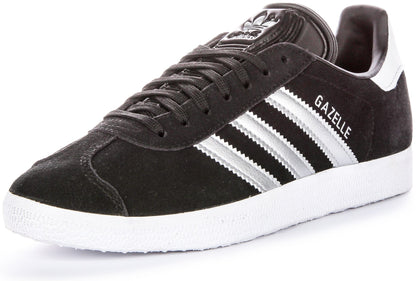 Baskets à lacets vintage Adidas Gazelle W pour femmes en argent noir