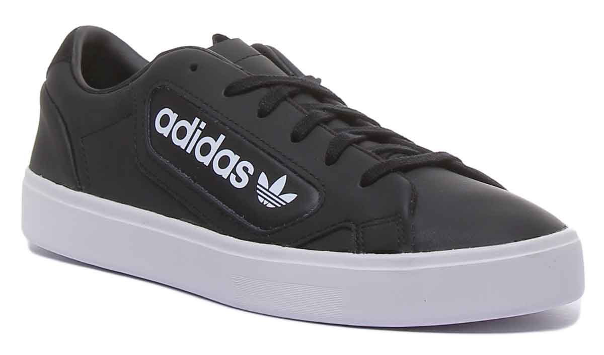 Adidas Sleek Coupoles blanches noires à lacets, baskets décontractées pour femmes