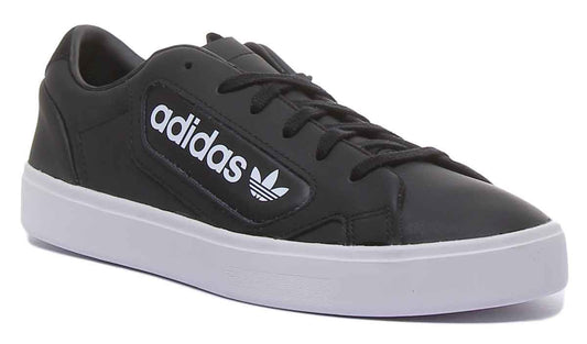 Adidas Sleek Coupoles blanches noires à lacets, baskets décontractées pour femmes