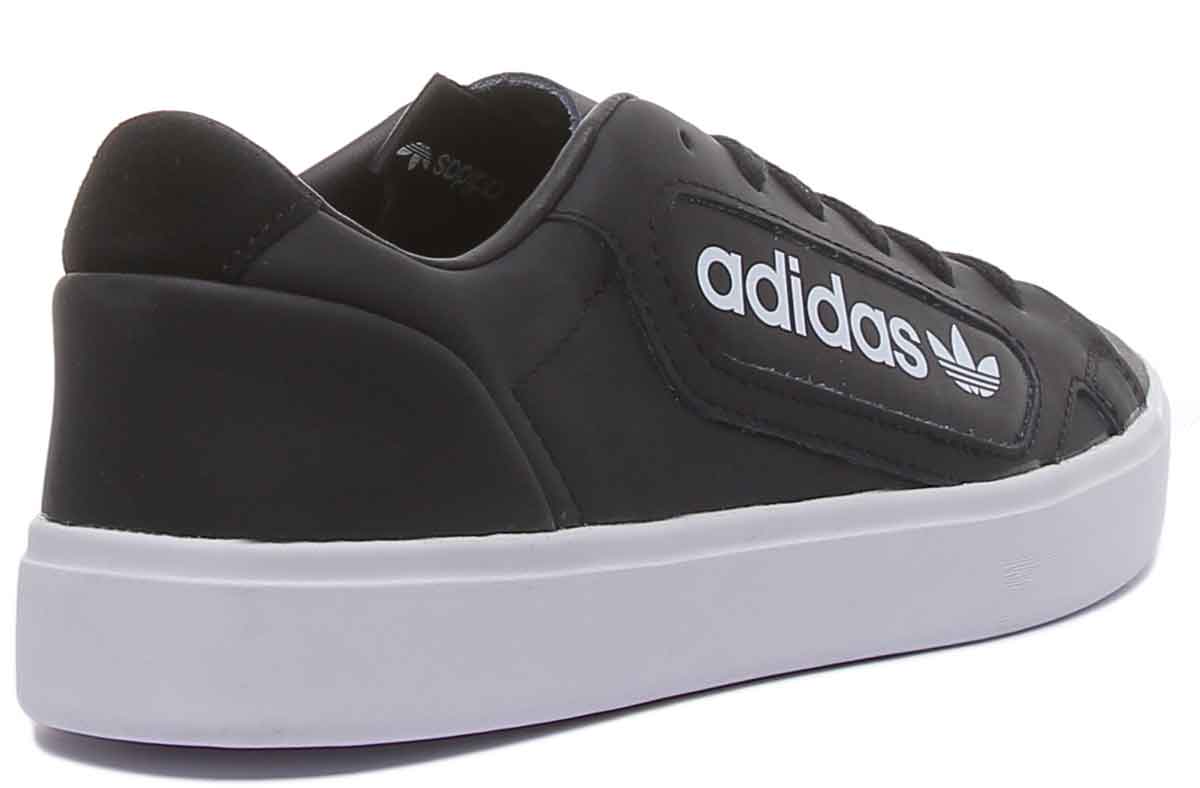 Adidas Sleek Coupoles blanches noires à lacets, baskets décontractées pour femmes