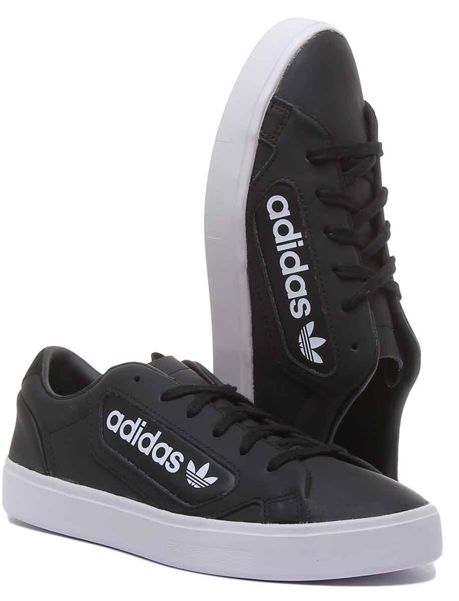 Adidas Sleek Coupoles blanches noires à lacets, baskets décontractées pour femmes