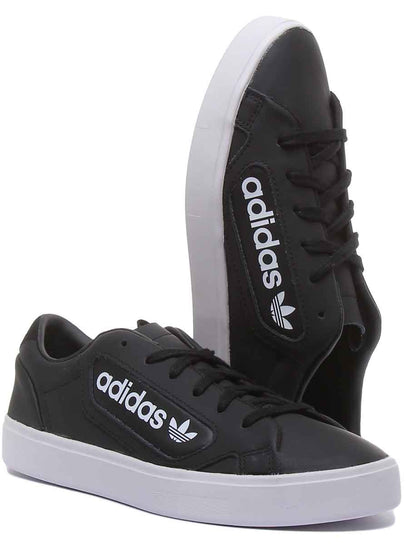 Adidas Sleek Coupoles blanches noires à lacets, baskets décontractées pour femmes