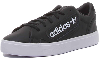 Adidas Sleek Coupoles blanches noires à lacets, baskets décontractées pour femmes