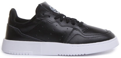 Adidas Supercourt J Chaussures de sport en cuir à lacets pour jeunes en noir et blanc