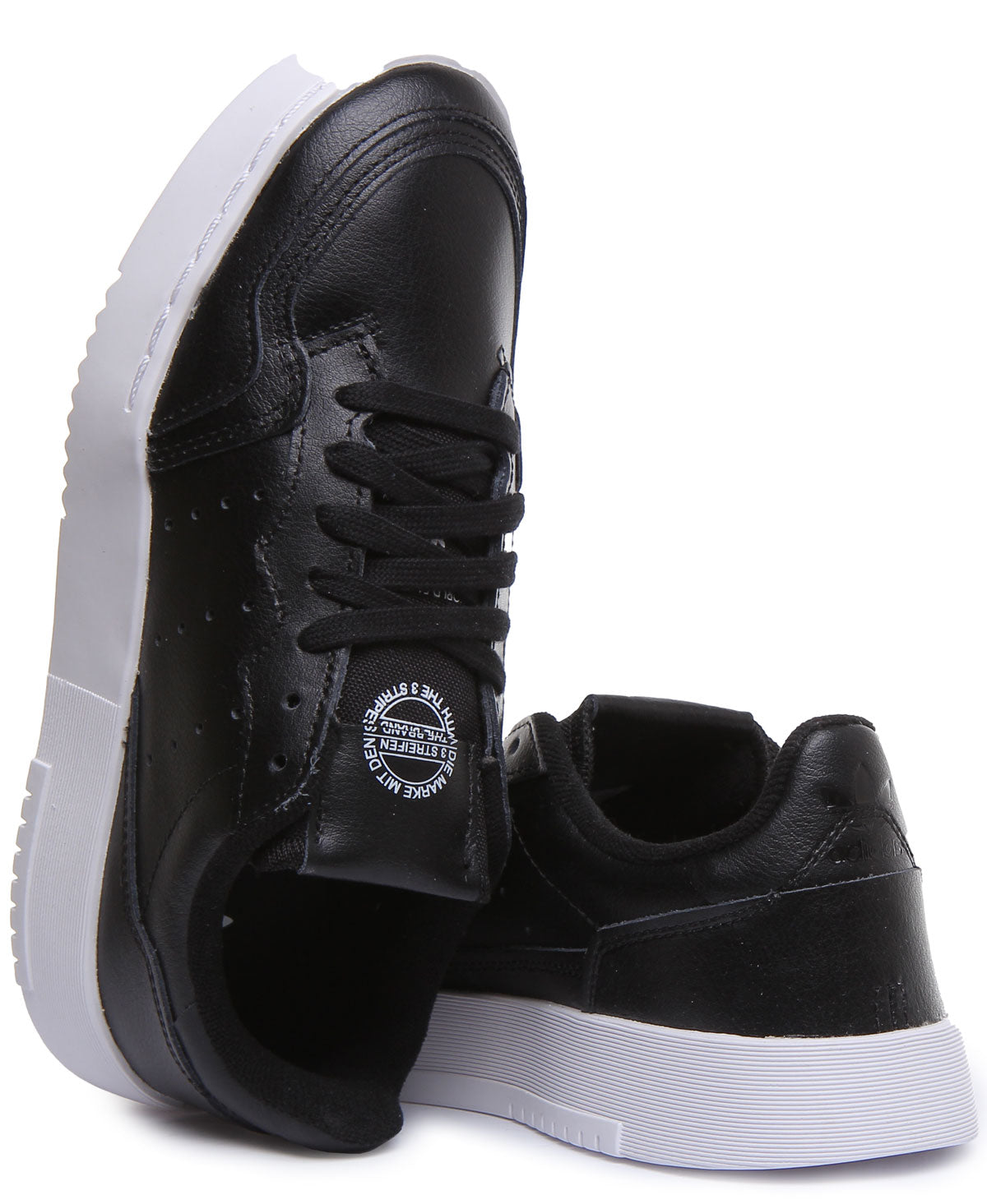 Adidas Supercourt J Chaussures de sport en cuir à lacets pour jeunes en noir et blanc