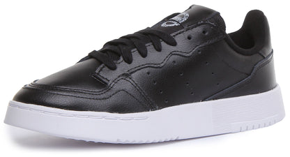 Adidas Supercourt J Chaussures de sport en cuir à lacets pour jeunes en noir et blanc