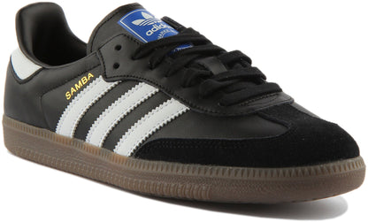 Adidas Samba OG Baskets Rétro Classiques à Lacets en Cuir Noir Blanc