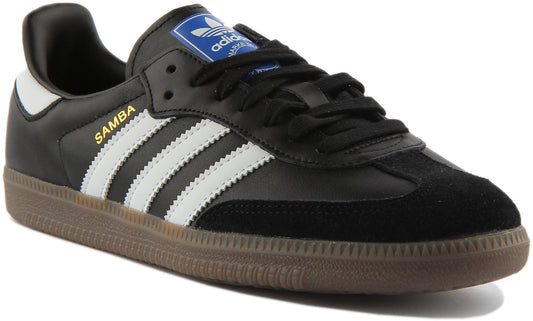 Adidas Samba OG Baskets Rétro Classiques à Lacets en Cuir Noir Blanc