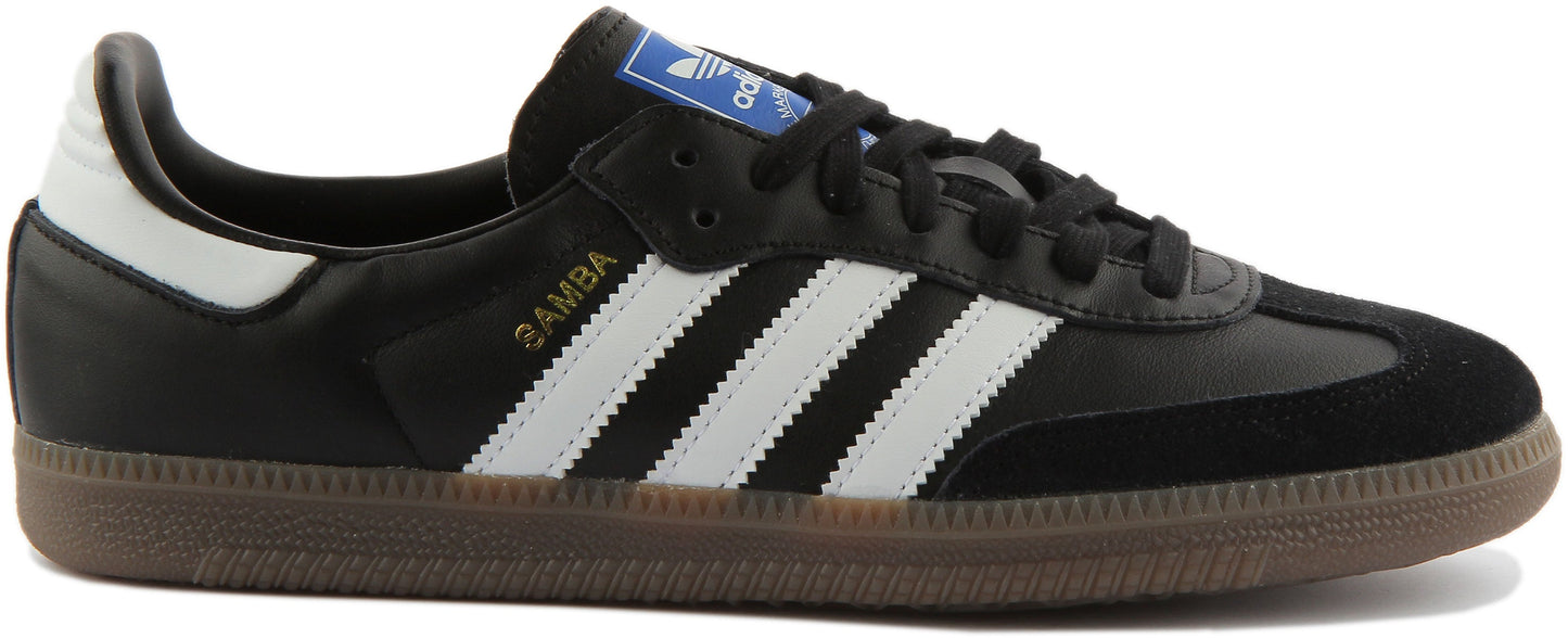 Adidas Samba OG Baskets Rétro Classiques à Lacets en Cuir Noir Blanc