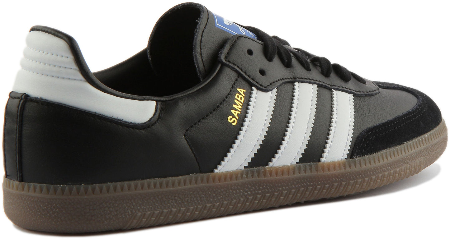 Adidas Samba OG Baskets Rétro Classiques à Lacets en Cuir Noir Blanc