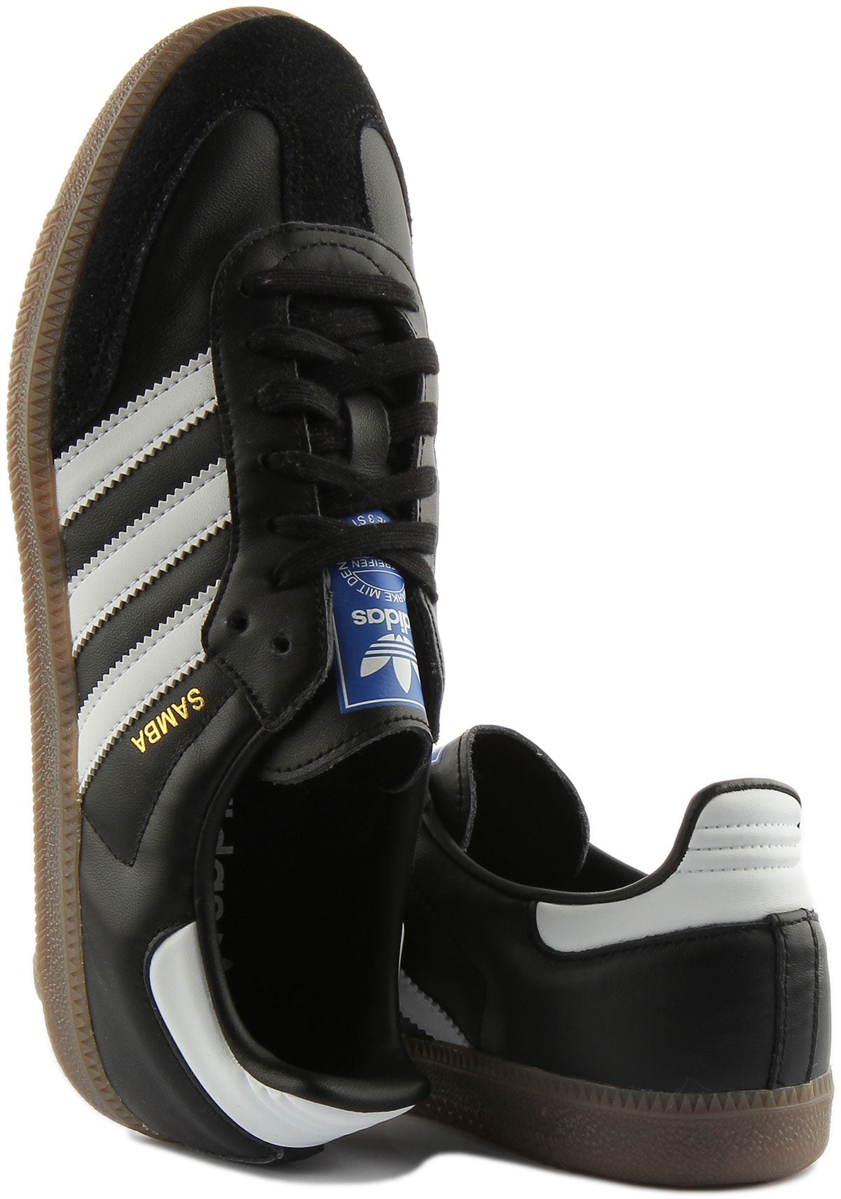 Adidas Samba OG Baskets Rétro Classiques à Lacets en Cuir Noir Blanc
