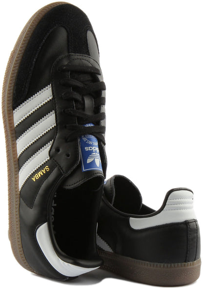 Adidas Samba OG Baskets Rétro Classiques à Lacets en Cuir Noir Blanc