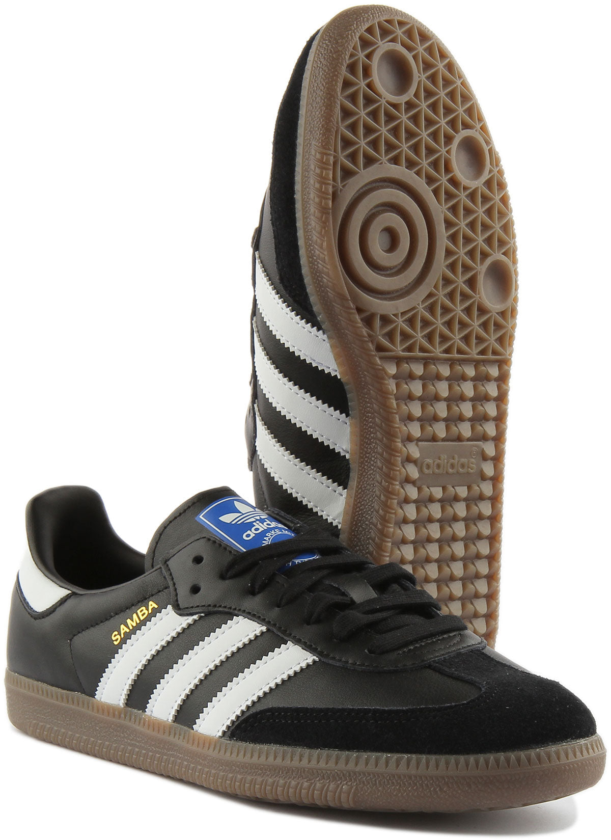 Adidas Samba OG Baskets Rétro Classiques à Lacets en Cuir Noir Blanc